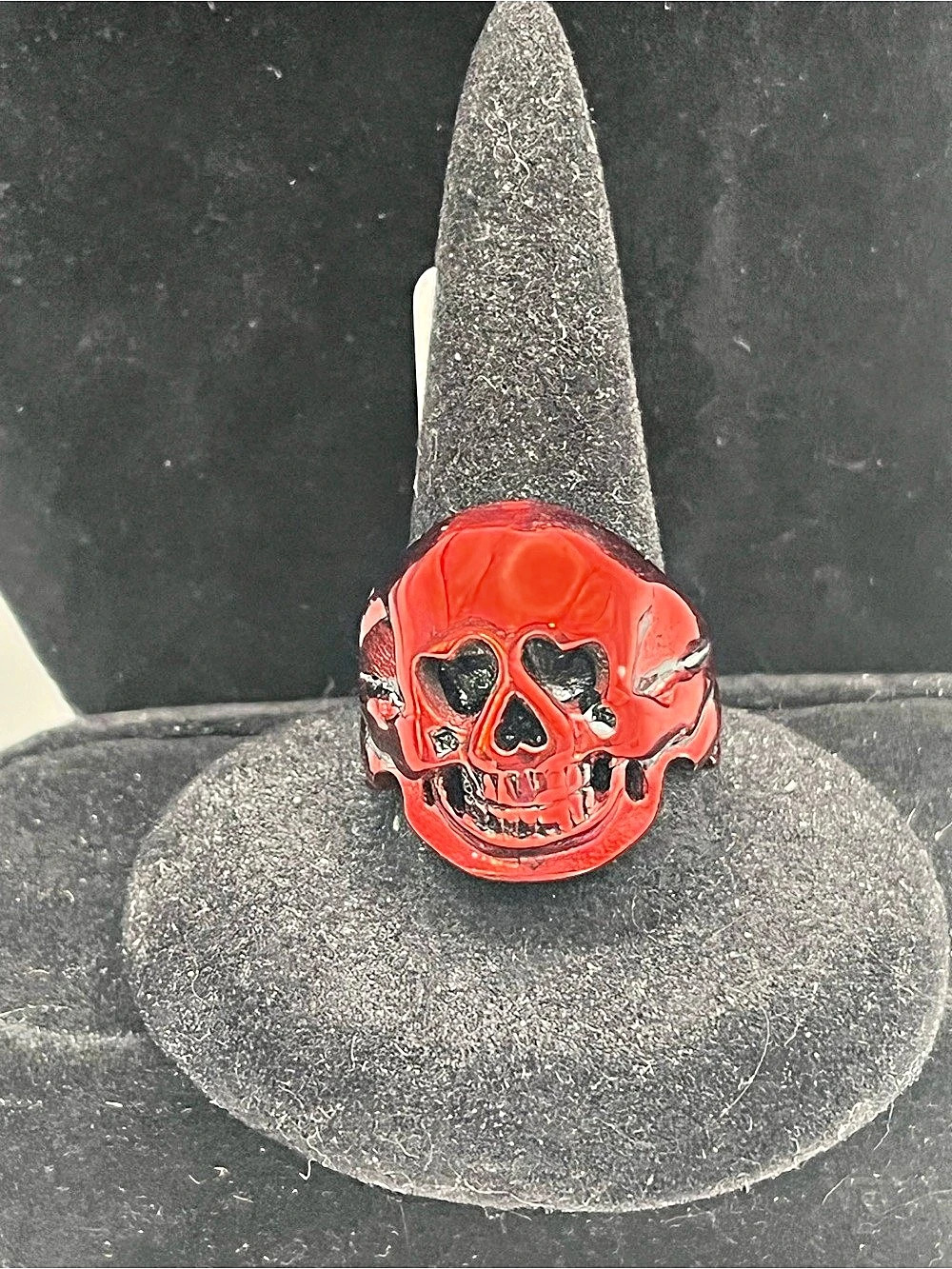 Stainless Steel Red Skull Ring Size 7